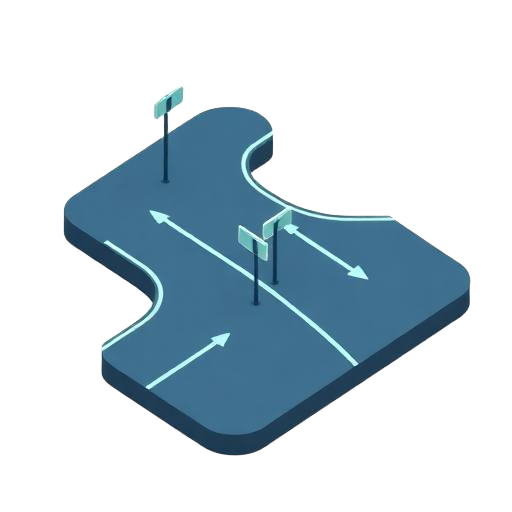 Carretera que se bifurca, ilustración isométrica